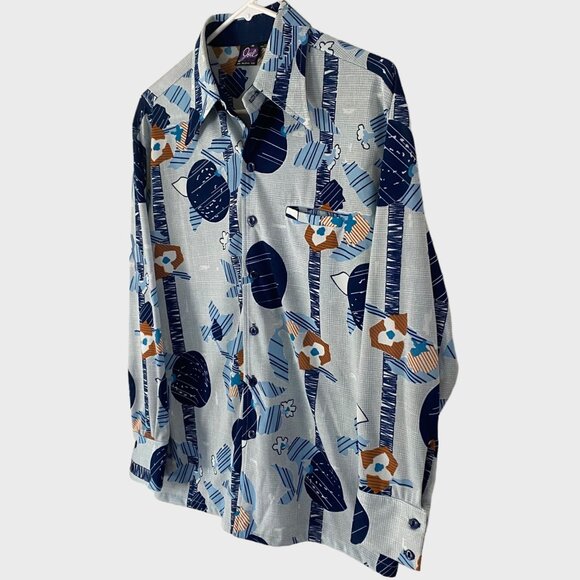 Vintage Joel California Abstract Retro Disco Button-Up Shirt Men's Medium Rare - Picture 2 of 11